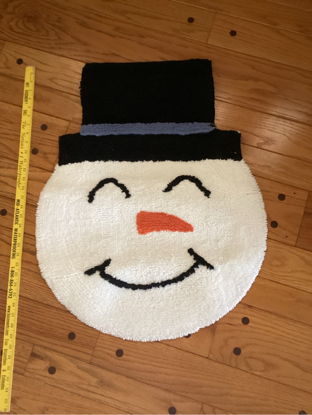 Festive Snowman floor Mat - White, Black & Orange
